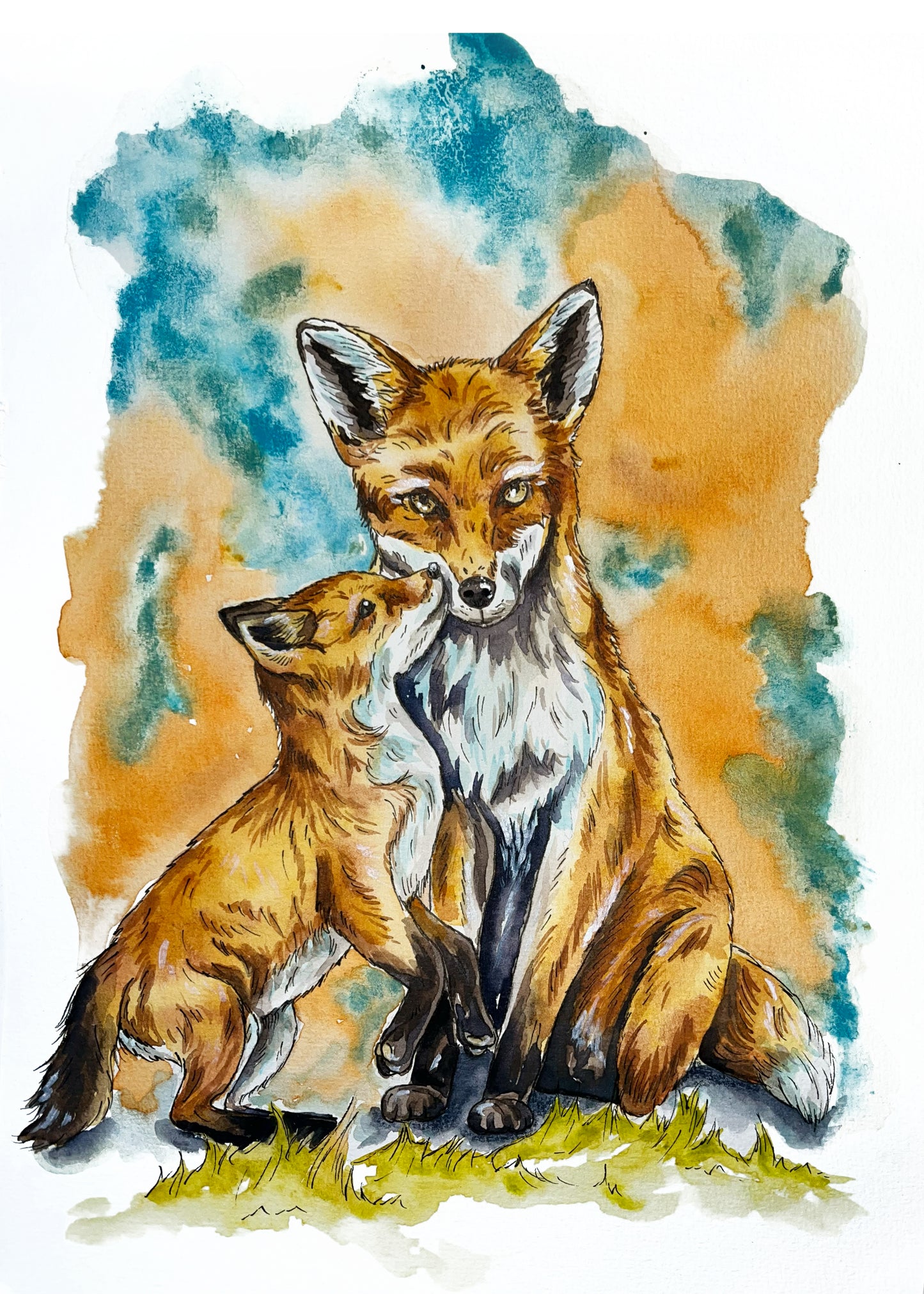 Fineart Print Füchse Mutter und Kind