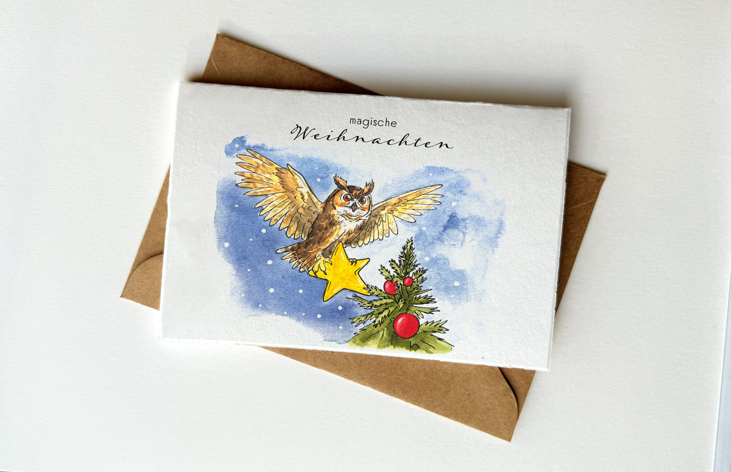 Weihnachtskarten Tiere und blauer Himmel