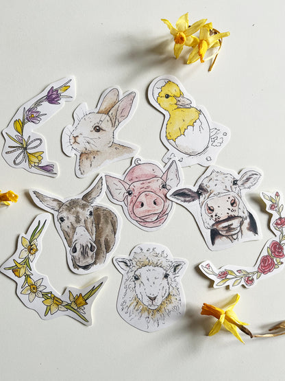 Sticker-Set Tiere und Blumen