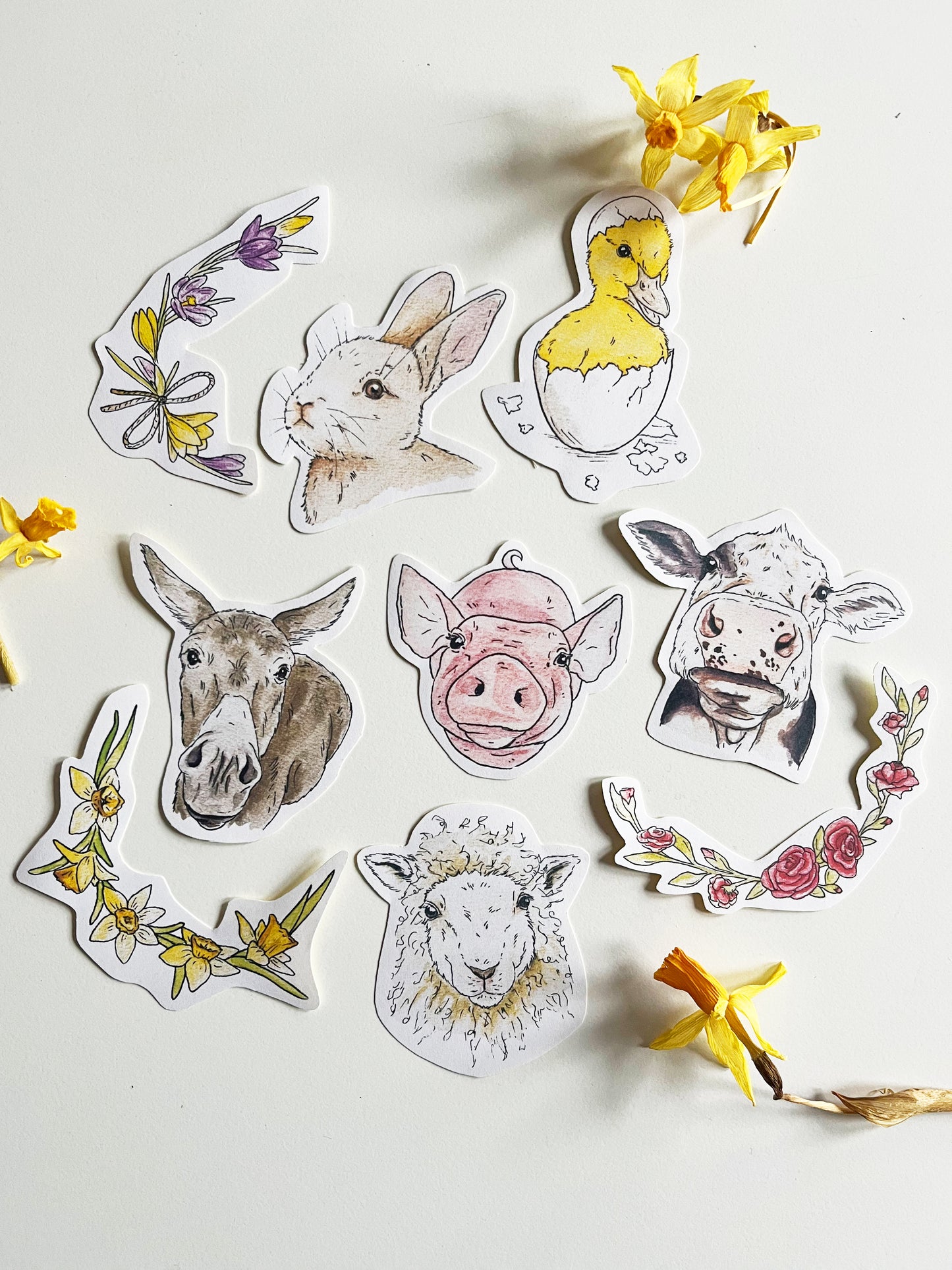 Sticker-Set Tiere und Blumen