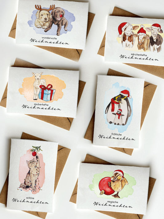 Weihnachtskarten niedliche Tierbabys