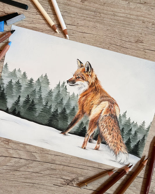 Fineart Print Fuchs im Schnee