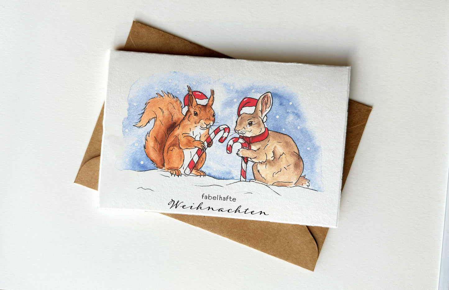 Weihnachtskarten Tiere und blauer Himmel