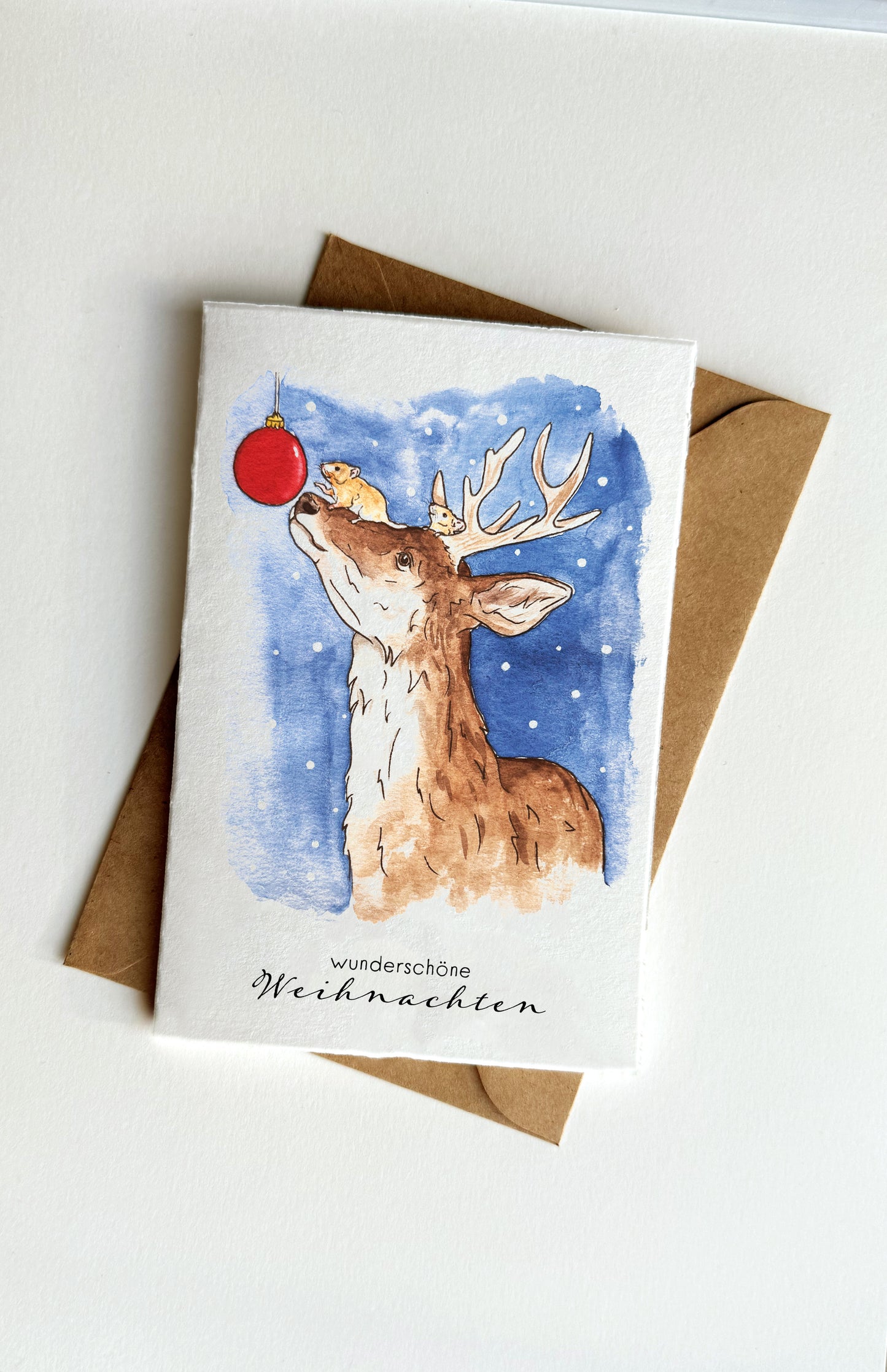 Weihnachtskarten Tiere und blauer Himmel