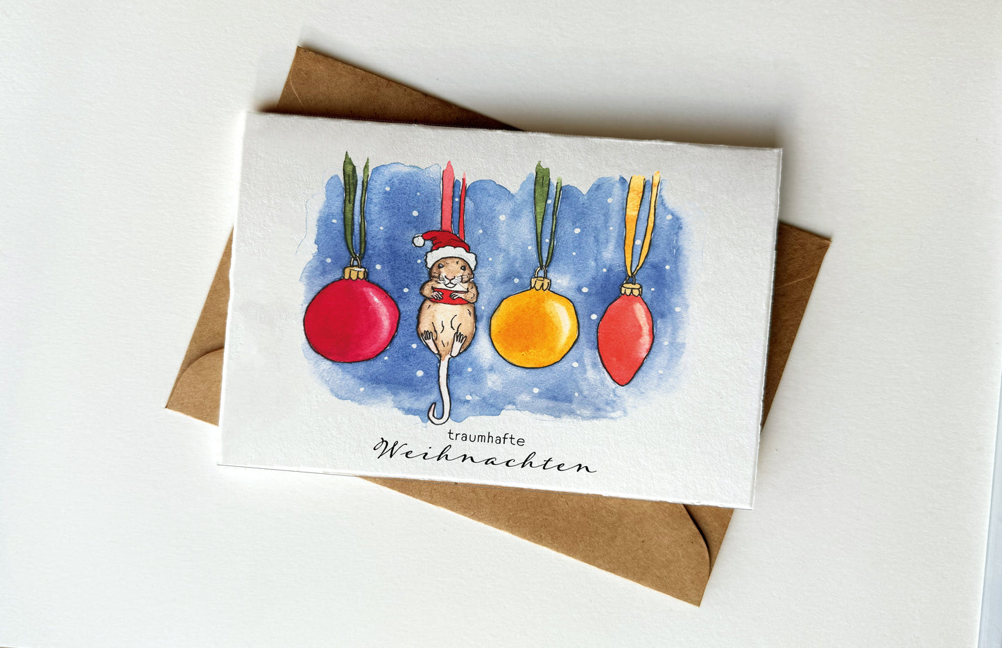 Weihnachtskarten Tiere und blauer Himmel