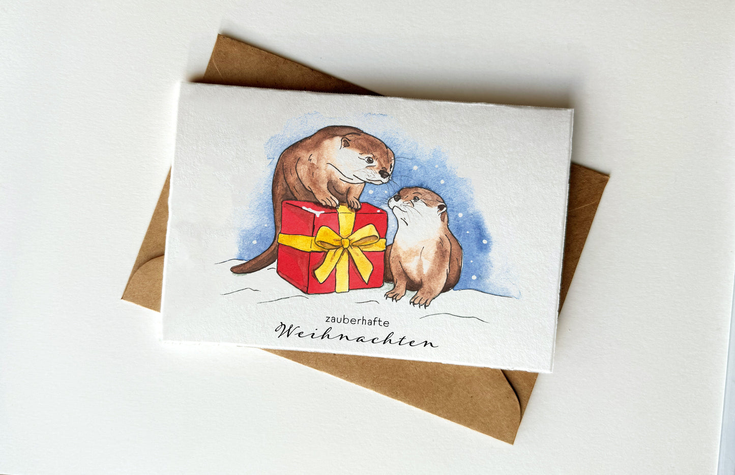 Weihnachtskarten Tiere und blauer Himmel